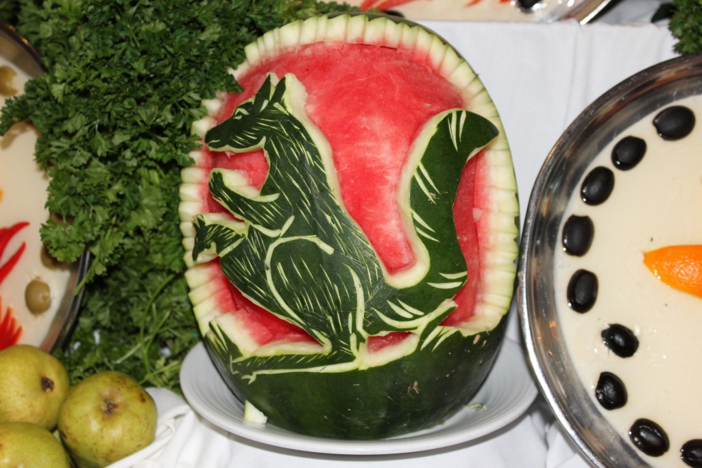 A carved melon for Australia Day.