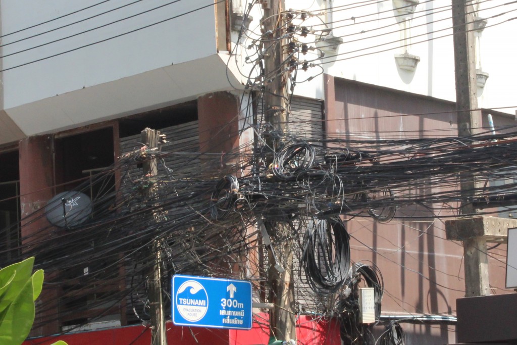 Unfathomable tangles of wires are everywhere in Patong, and indeed throughout Phuket.
