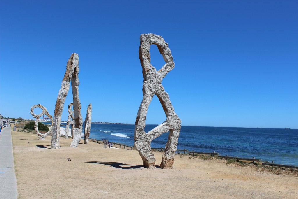 These giant sculptures are along the roadway just before the beach. They are also part of the exhibit.