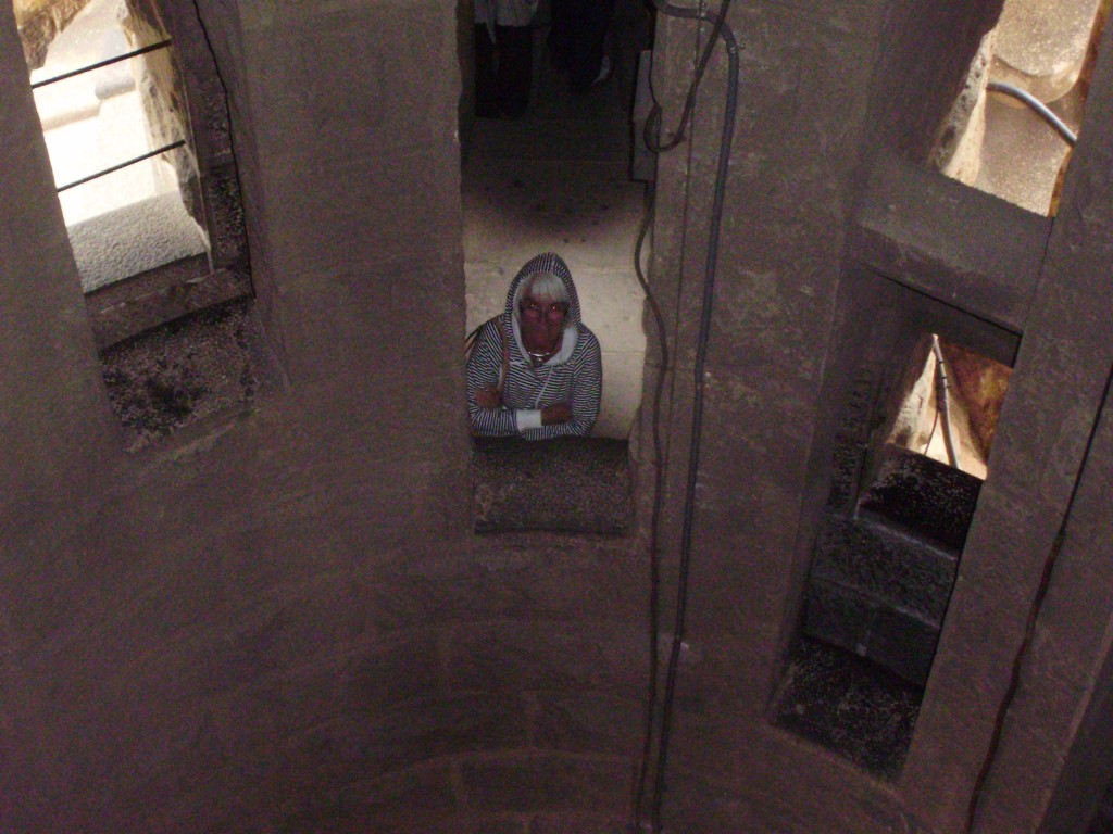Janis inside one of the towers.