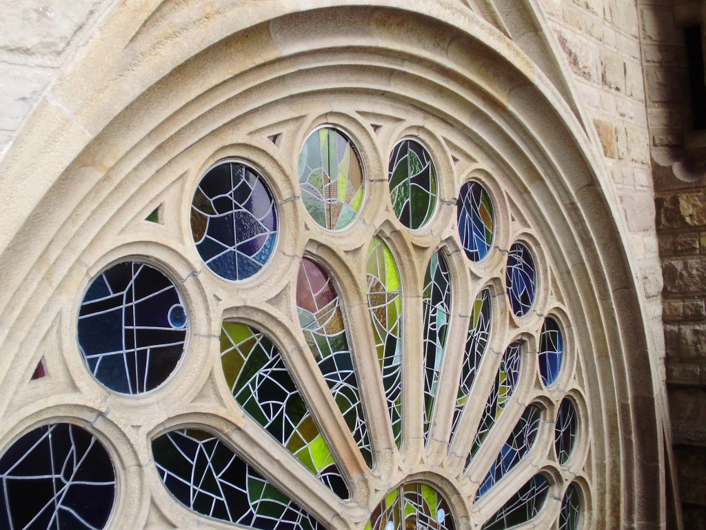 A large stained glass window