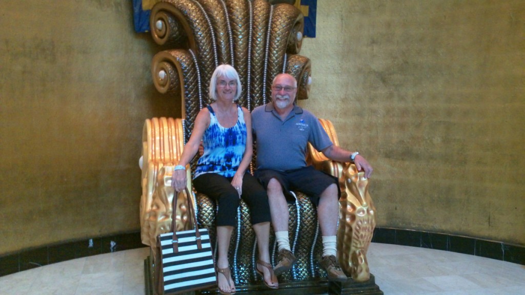 Janis and I sitting on the Throne of Atlantis.