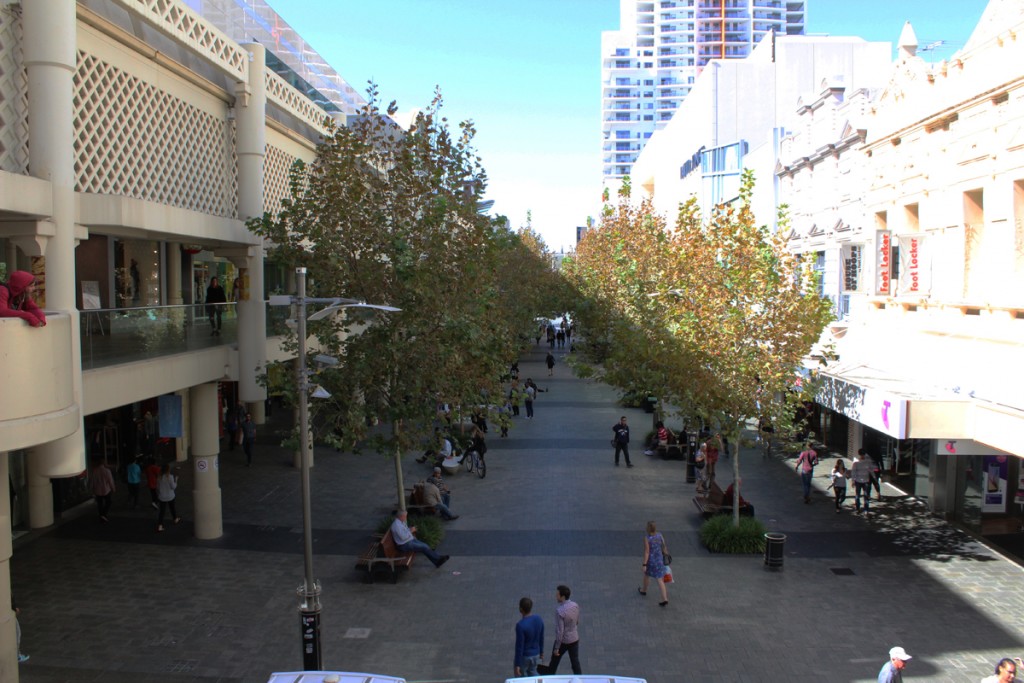 The Murray Street Mall looking toward Barrack Street