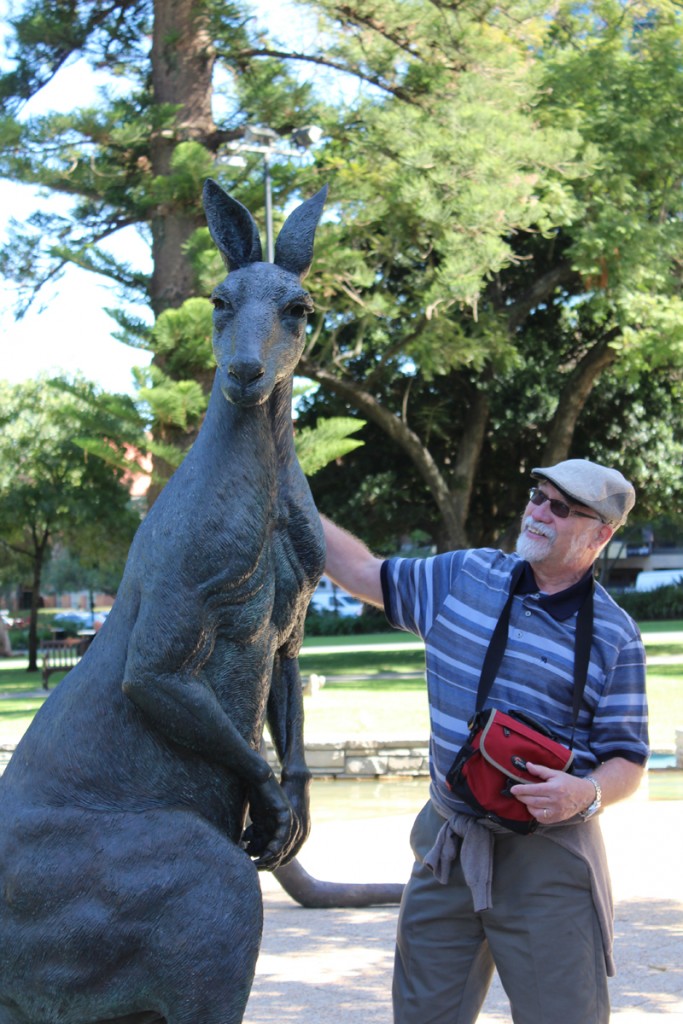 My friend the kangaroo and I. He's a big fella. Slightly larger than life size.