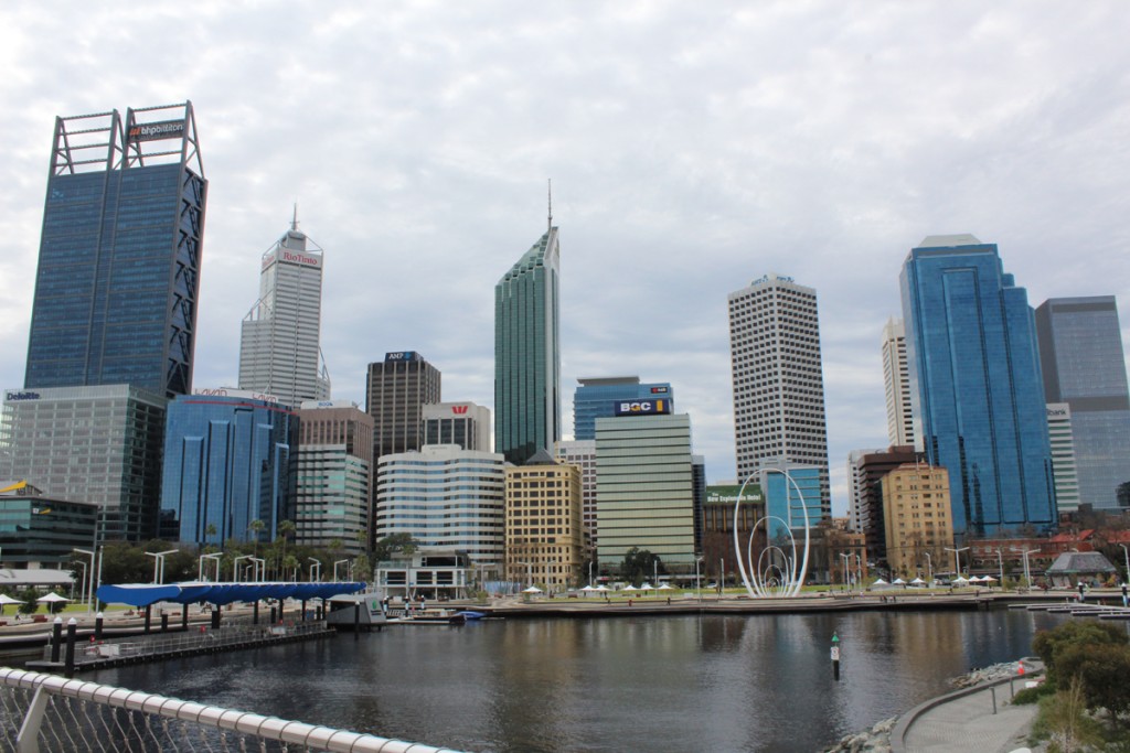Downtown Perth seen from the Elizabeth Quay Bridge
