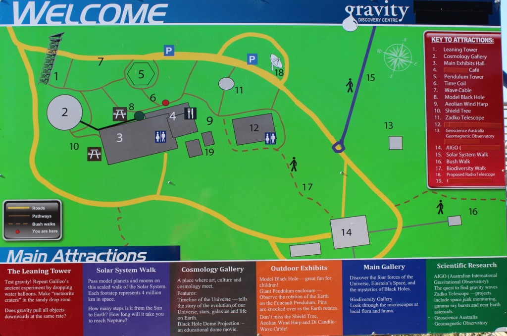 Map of the centre and a description of the displays.