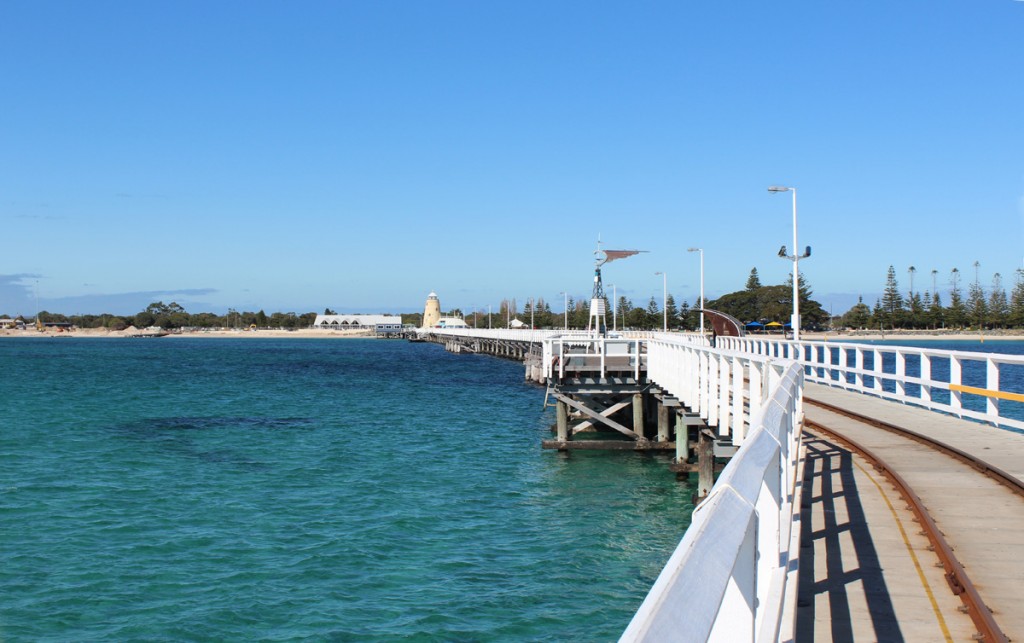 From just beyond the bend on the Busselton Jetty.