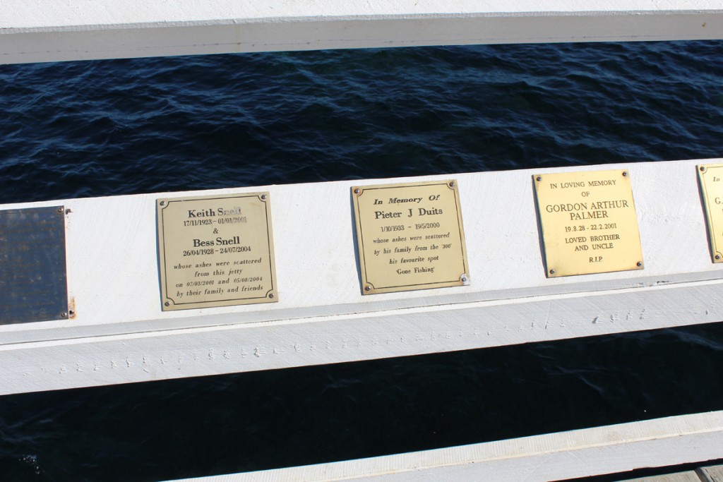 Some of the plaques honoring people whose ashes were scattered here.