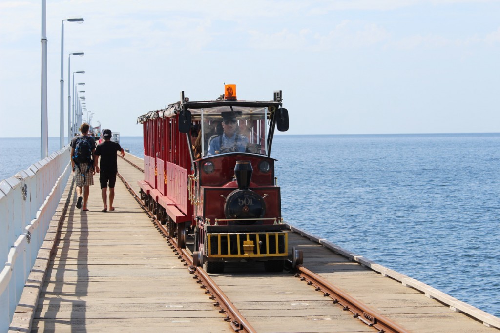 The train runs the length of the jetty for those who may find the trek too much.