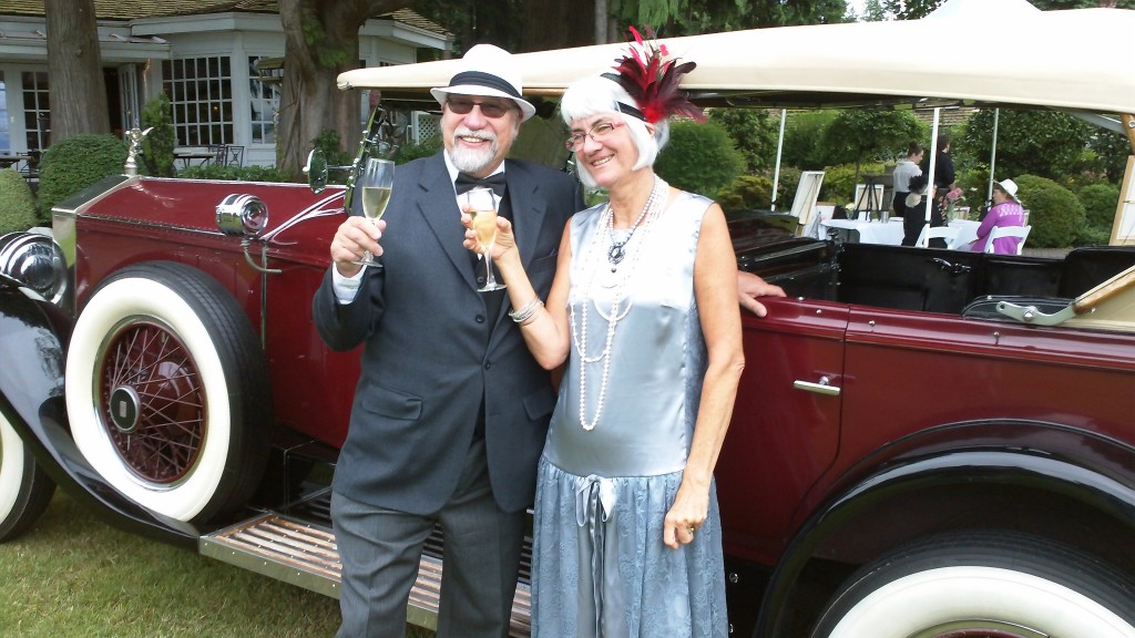 Janis and I and a vintage Rolls Royce at the Great Gatsby Party in 2014