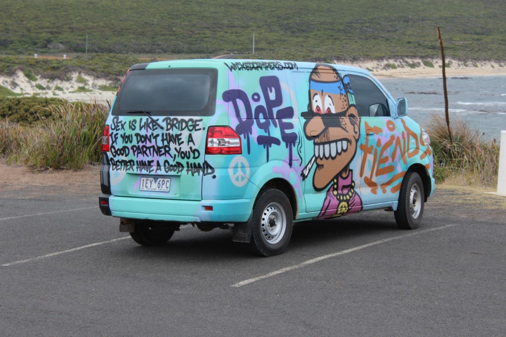 The Dope Fiend Van. Note the good advice on the back panel.