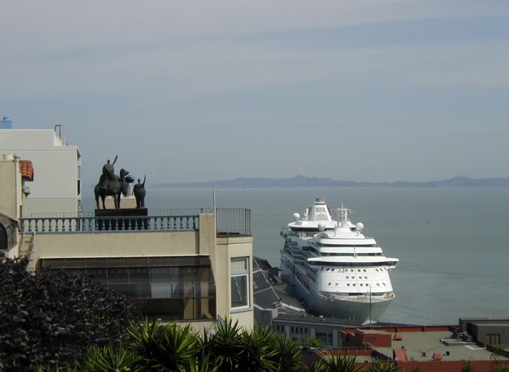 Our cruise ship, the Radiance of the Seas, seen as we walked up Telegraph Hill to Coit Tower
